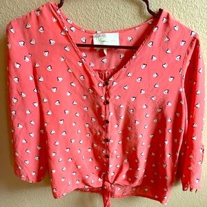 Anthropologie Yumi Kim Silk heart print top